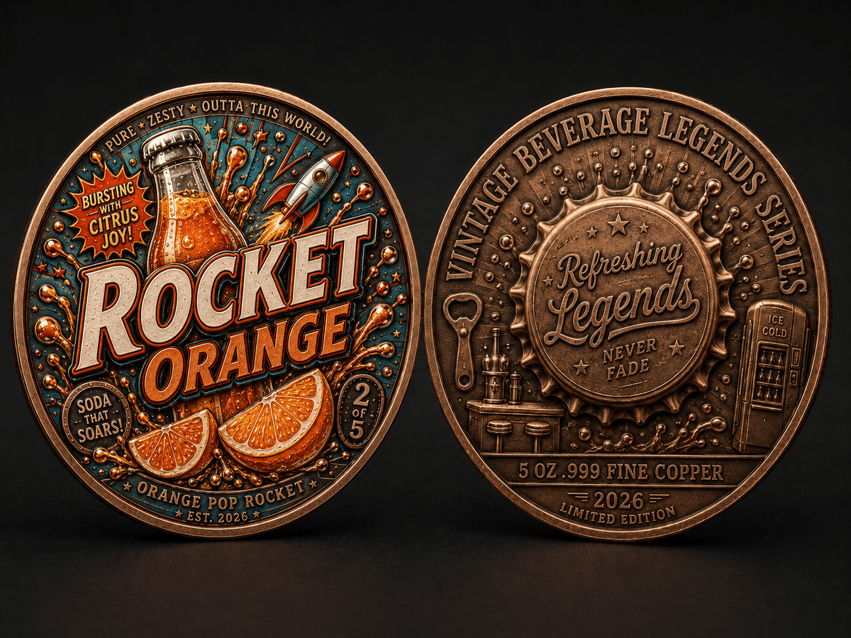 Orange Pop Rocket - copper coins