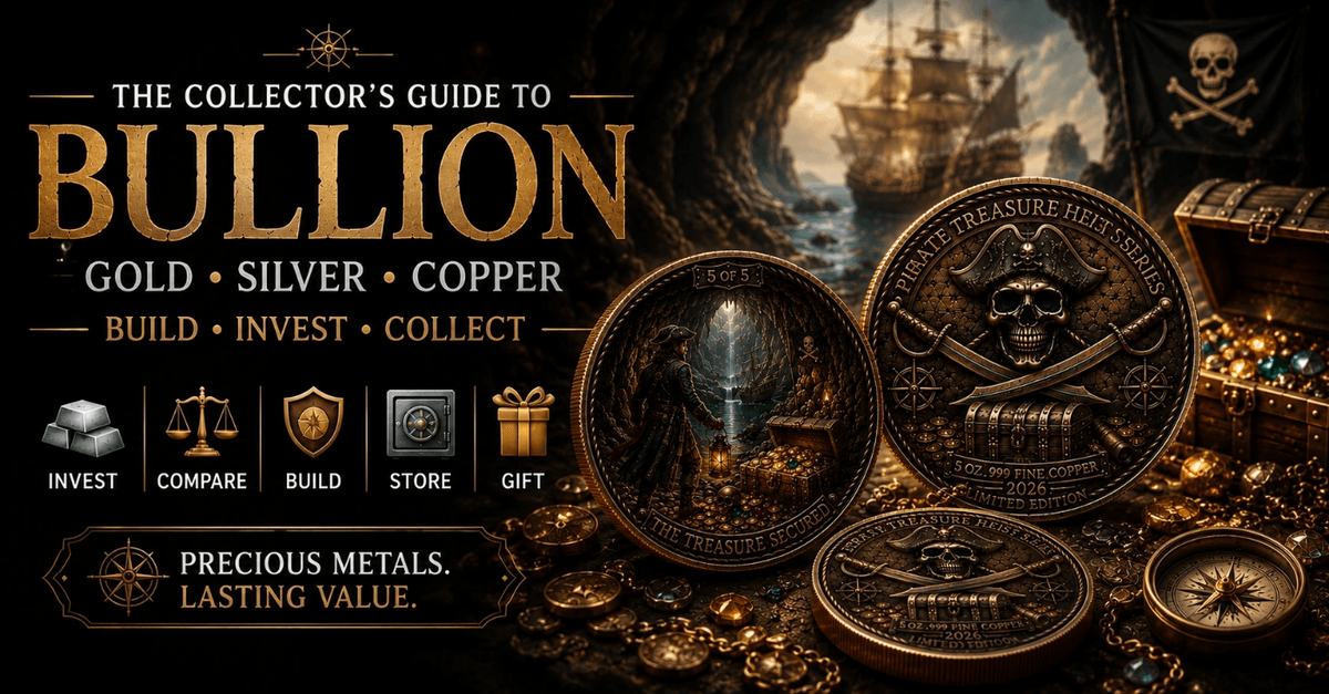 Cover illustration for The Collector's Guide to Bullion: Gold, Silver & Copper